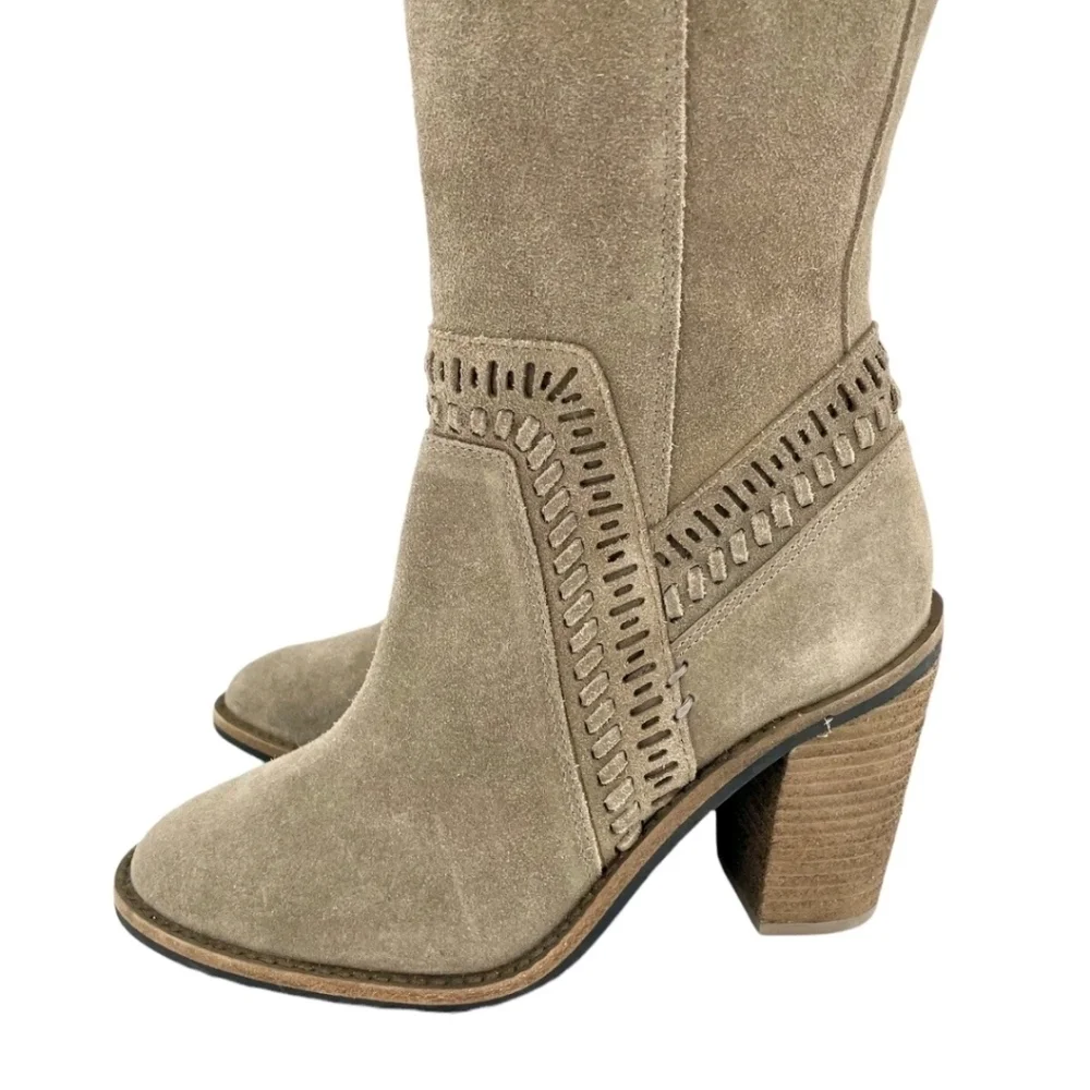 Vince Camuto Madolee Over The Knee Taupe Suede Leather Boots Sz 6